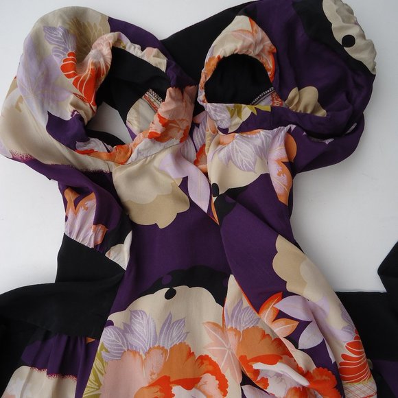 SIZE 2. CORAY LYNN CALTER SILK  FLORAL DRESS. - Picture 6 of 16